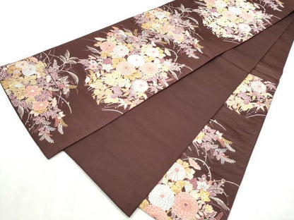 平和屋着物●六通柄袋帯 唐織 蒔絵秋草文様 金糸 正絹 逸品 CABC5220hy