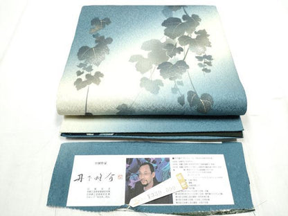 平和屋着物●京の匠日展作家　丹下雄介　太鼓柄袋帯　蔦の葉文　金銀彩　証紙付き　上代33万　正絹　逸品　未使用　CABC5222hy