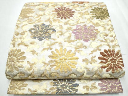 平和屋着物●六通柄袋帯 花唐草文 金糸 正絹 逸品 CABC5231hy