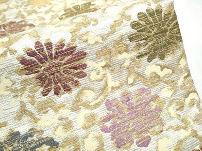 平和屋着物●六通柄袋帯 花唐草文 金糸 正絹 逸品 CABC5231hy