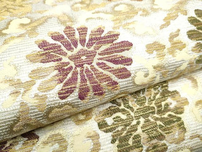 平和屋着物●六通柄袋帯 花唐草文 金糸 正絹 逸品 CABC5231hy