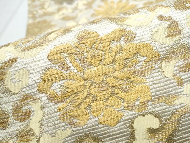 平和屋着物●六通柄袋帯 花唐草文 金糸 正絹 逸品 CABC5231hy
