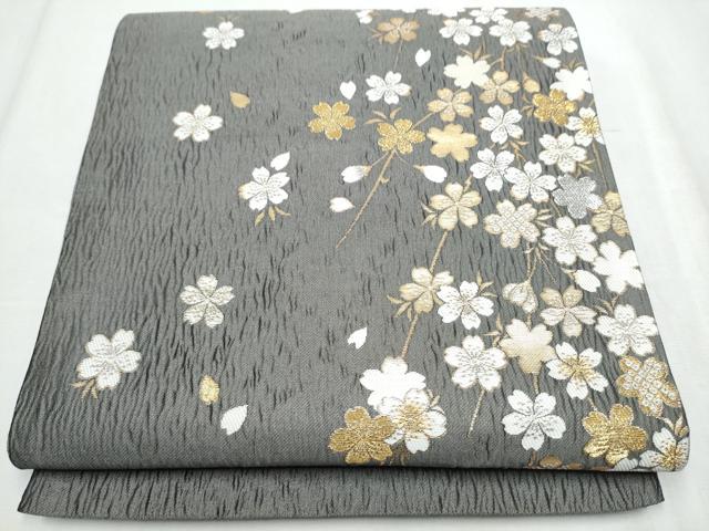 平和屋着物●西陣 六通柄袋帯 唐織 枝垂れ桜文 金銀糸 証紙付き 正絹 逸品 未使用 CABC5234hy