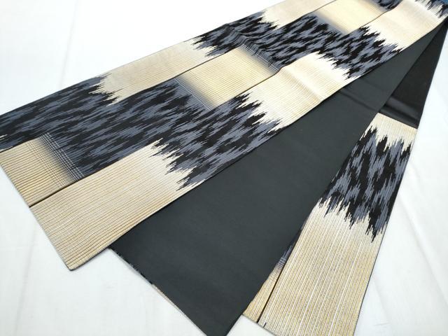 平和屋着物●六通柄袋帯 霞文 金糸 正絹 逸品 CABC5236hy