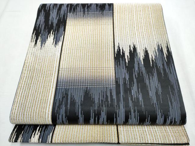 平和屋着物●六通柄袋帯 霞文 金糸 正絹 逸品 CABC5236hy