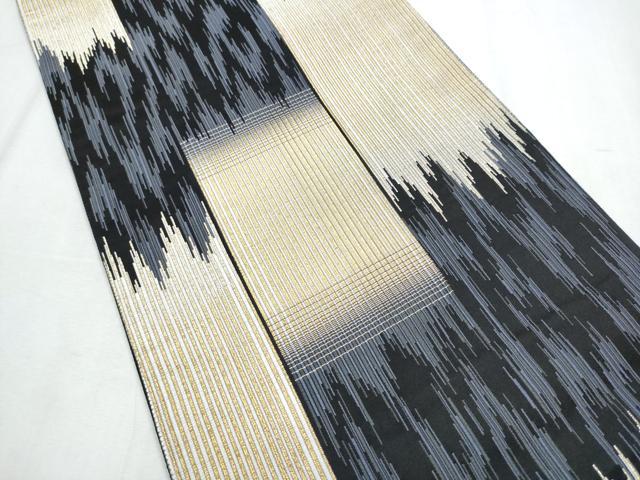 平和屋着物●六通柄袋帯 霞文 金糸 正絹 逸品 CABC5236hy
