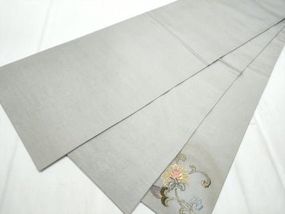 平和屋着物●太鼓柄袋帯 紬地 総刺繍 更紗花唐草文 金彩 正絹 逸品 CABC5237hy