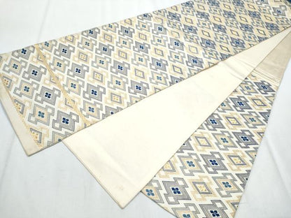 平和屋着物●六通柄袋帯 松皮菱花文 金糸 正絹 逸品 CABC5238hy