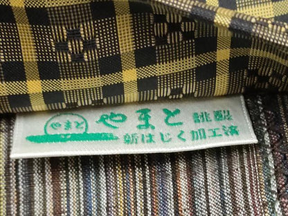 平和屋着物●両面 全通柄袋帯 紬地 花織 切嵌 幾何学文様 やまと誂製 正絹 逸品 CABC5241hy