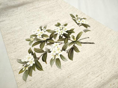 平和屋着物●九寸名古屋帯　作家物　手描き　ぜんまい紬　枝花文　正絹　逸品　CABC5253hy
