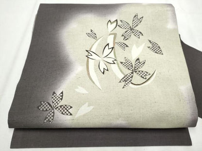 平和屋着物●九寸名古屋帯 紬地 舞桜文 さが美扱い 正絹 逸品 CABC5256hy