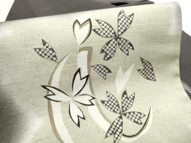 平和屋着物●九寸名古屋帯 紬地 舞桜文 さが美扱い 正絹 逸品 CABC5256hy