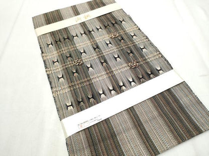 平和屋着物●八寸名古屋帯 もじり織 吉祥文 金糸 正絹 逸品 CABC5259hy