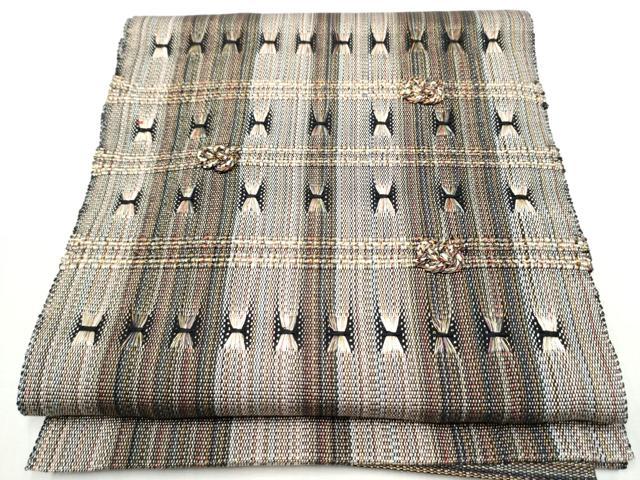 平和屋着物●八寸名古屋帯 もじり織 吉祥文 金糸 正絹 逸品 CABC5259hy