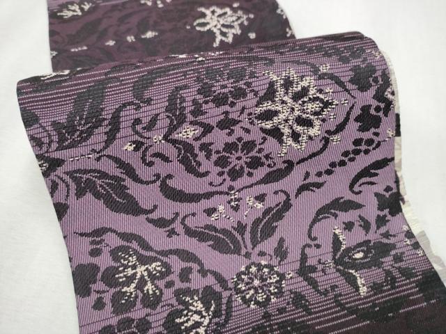 平和屋着物●両面 半幅帯 更紗花文 正絹 逸品 CABC5265hy