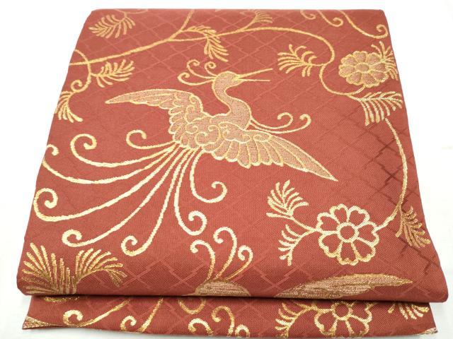 平和屋着物●三風魯・堀江三郎 六通柄 本袋帯 花鳥唐草文 金糸 正絹 逸品 CABC5274hy