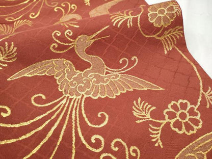 平和屋着物●三風魯・堀江三郎 六通柄 本袋帯 花鳥唐草文 金糸 正絹 逸品 CABC5274hy