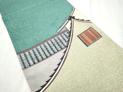 平和屋着物●両面 太鼓柄袋帯 本場大島紬地 風景文 正絹 逸品 CABC5275hy