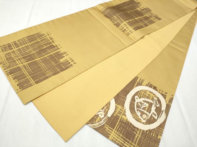 平和屋着物●太鼓柄袋帯 ろうけつ染 魚丸文 正絹 逸品 CABC5277hy