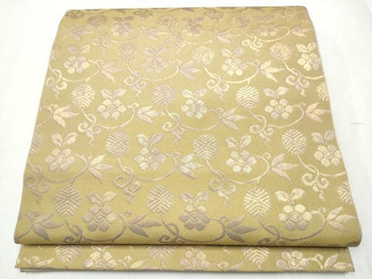 平和屋着物●全通柄 本袋帯 花唐草文 金糸 正絹 逸品 CABC5278hy