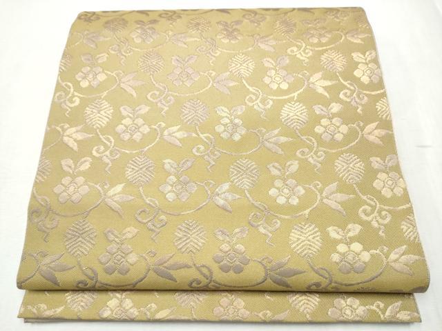 平和屋着物●全通柄 本袋帯 花唐草文 金糸 正絹 逸品 CABC5278hy
