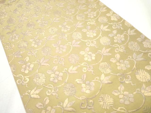 平和屋着物●全通柄 本袋帯 花唐草文 金糸 正絹 逸品 CABC5278hy