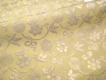 平和屋着物●全通柄 本袋帯 花唐草文 金糸 正絹 逸品 CABC5278hy