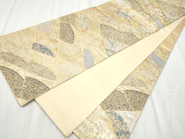 平和屋着物●織匠十一代目 篠屋宗兵衛 謹製　綴れ唐織　六通柄袋帯　草花文　金銀糸　正絹　逸品　CABC5284hy
