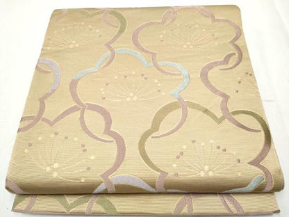 平和屋着物●六通柄袋帯 唐織 舞梅文 金糸 正絹 逸品 CABC5288hy