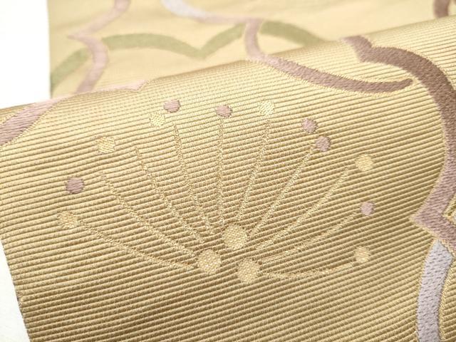 平和屋着物●六通柄袋帯 唐織 舞梅文 金糸 正絹 逸品 CABC5288hy