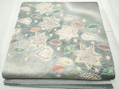 平和屋着物●太鼓柄袋帯 絞り 舞葉文 金通し地 正絹 逸品 CABC5289hy