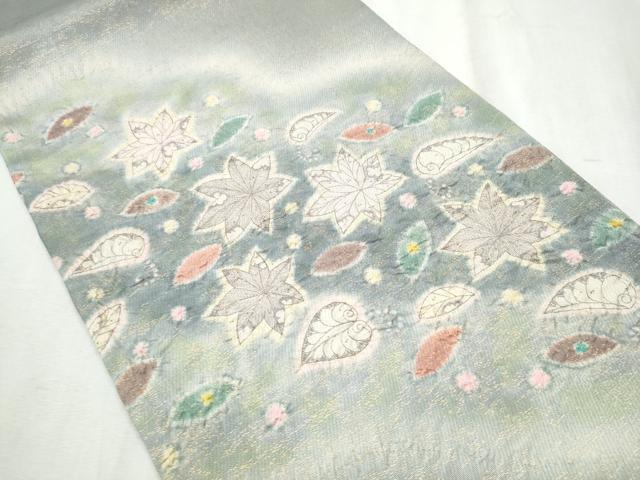 平和屋着物●太鼓柄袋帯 絞り 舞葉文 金通し地 正絹 逸品 CABC5289hy