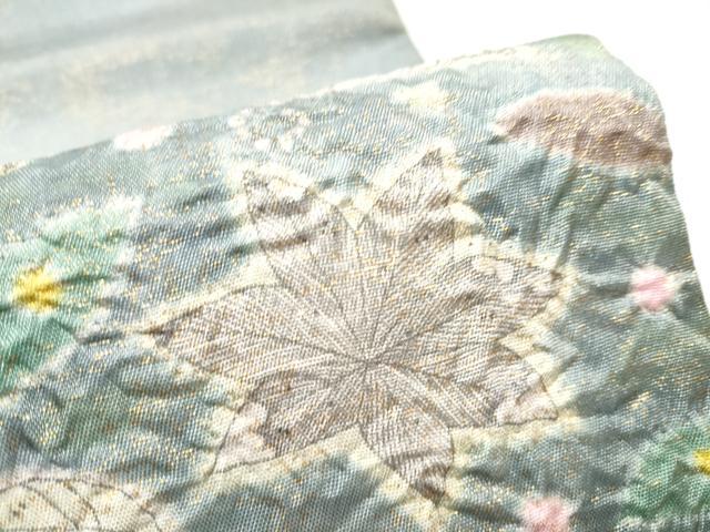 平和屋着物●太鼓柄袋帯 絞り 舞葉文 金通し地 正絹 逸品 CABC5289hy