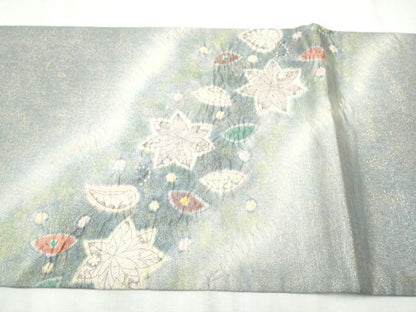 平和屋着物●太鼓柄袋帯 絞り 舞葉文 金通し地 正絹 逸品 CABC5289hy