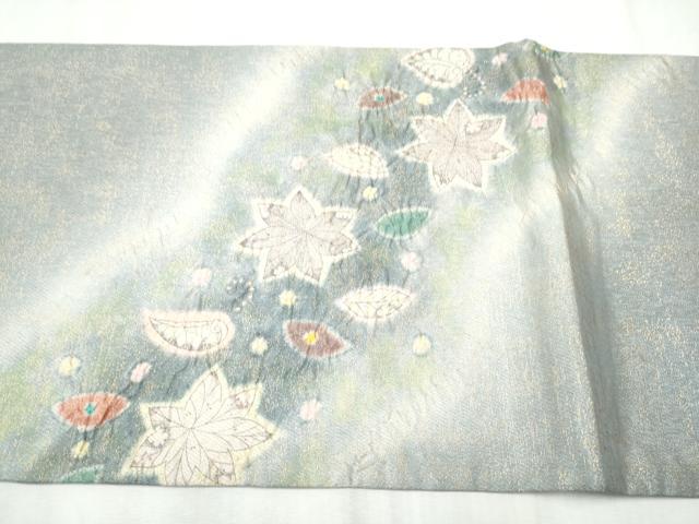 平和屋着物●太鼓柄袋帯 絞り 舞葉文 金通し地 正絹 逸品 CABC5289hy