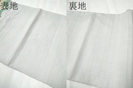 平和屋着物●太鼓柄袋帯 紬地 すくい織 風景草花文 正絹 逸品 CABC5294hy