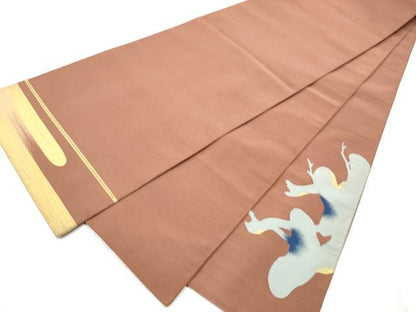 平和屋着物●爪掻き本綴れ 両面 太鼓柄袋帯 枝松文 金糸 正絹 逸品 CABC5295hy