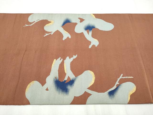 平和屋着物●爪掻き本綴れ 両面 太鼓柄袋帯 枝松文 金糸 正絹 逸品 CABC5295hy