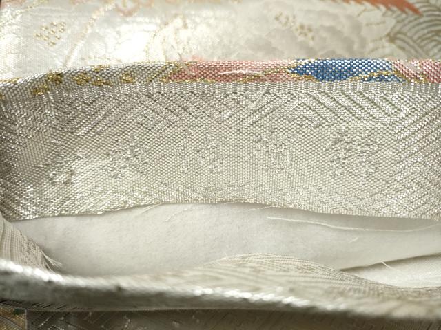 平和屋着物▼古典佐賀錦 六通柄袋帯 九百織 飛鶴花文 金糸 正絹 逸品 CABC5297hy