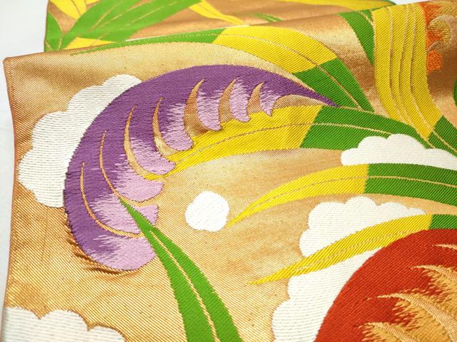 平和屋着物●西陣 川島織物 六通柄 本袋帯 草花文 正絹 逸品 CABC5298hy