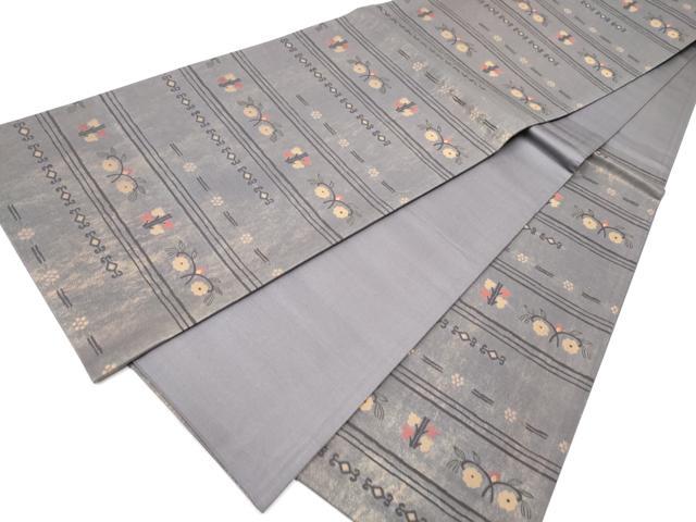 平和屋着物▼六通柄袋帯 横段花文 金糸 正絹 逸品 CABC5304hy