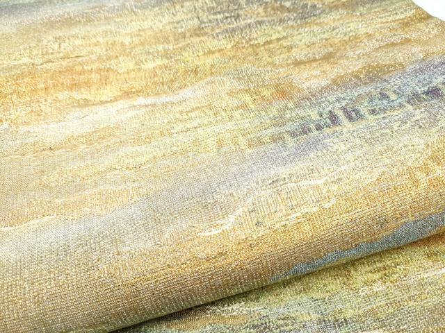 平和屋着物●六通柄袋帯 草木染 手染織 霞文 金糸 正絹 逸品 CABC5305hy