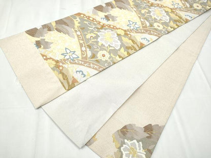 平和屋着物●両面 六通柄袋帯 綴れ 枝花文 金銀糸 正絹 逸品 CABC5307hy