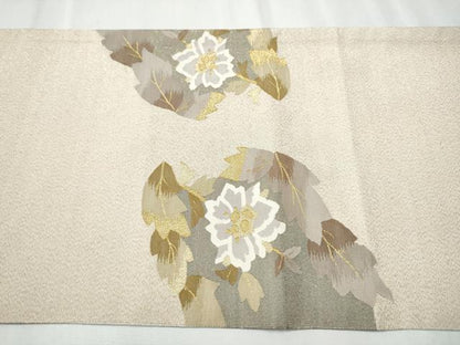 平和屋着物●両面 六通柄袋帯 綴れ 枝花文 金銀糸 正絹 逸品 CABC5307hy