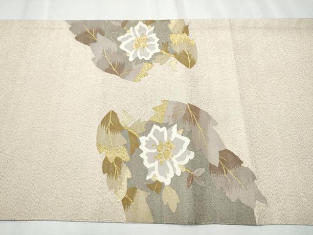平和屋着物●両面 六通柄袋帯 綴れ 枝花文 金銀糸 正絹 逸品 CABC5307hy