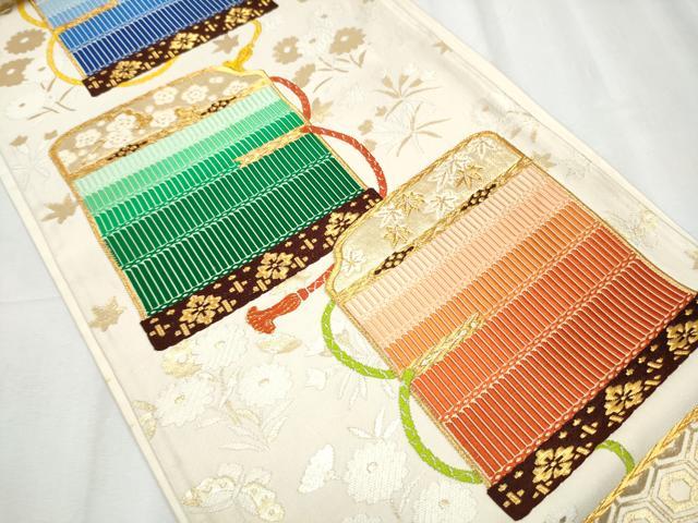 平和屋着物●六通柄袋帯 唐織 鎧脅し 金糸 正絹 逸品 CABC5308hy