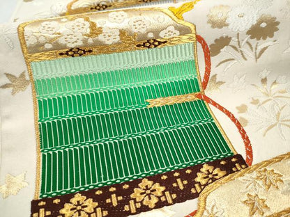 平和屋着物●六通柄袋帯 唐織 鎧脅し 金糸 正絹 逸品 CABC5308hy