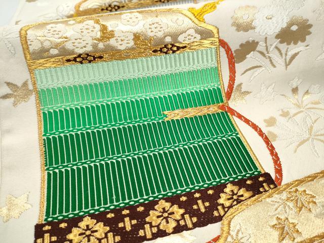 平和屋着物●六通柄袋帯 唐織 鎧脅し 金糸 正絹 逸品 CABC5308hy