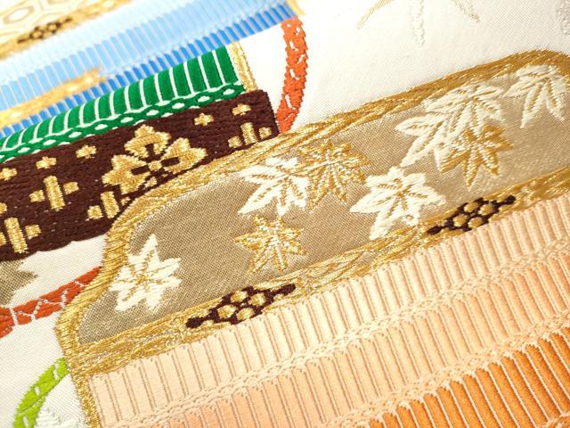 平和屋着物●六通柄袋帯 唐織 鎧脅し 金糸 正絹 逸品 CABC5308hy
