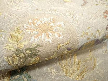 平和屋着物●六通柄袋帯 唐織 道長天井文 金糸 正絹 逸品 CABC5309hy